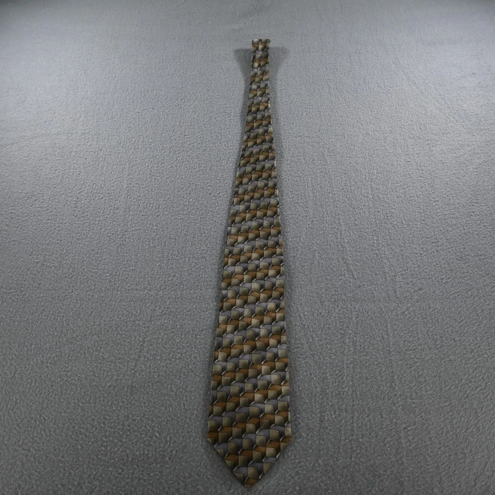 Grateful Dead Mens‎ Step Out Twenty-First Set Silk Tie OS Gold Grey Geometric